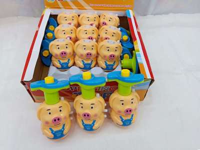 Tiktok Luminous Seaweed Pig Gyro Flash Spinning Top Children's Luminous Toys Music Gyro Factory Direct Sales