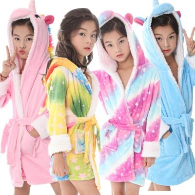 Flannel animal sleeping gown tianma unicorn child lamb bath robe thickened