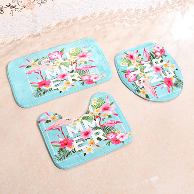 Manufacturers direct flannel embossed home toilet toilet three-piece anti-slip water absorbent pad floor pad wholesale