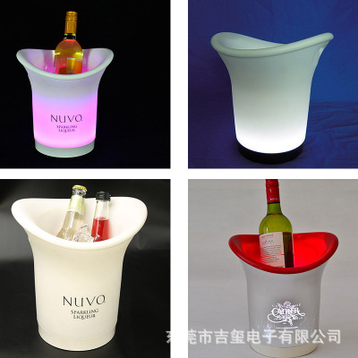 foreign trade exclusive hot selling plastic round ice bucket colorful light beer barrel led champagne ice bucket