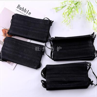 Disposable black dust mask adult daily use of three layers of simple non-woven cloth mask wholesale