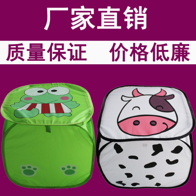 Factory Direct Sales New Product Full Cloth Printing Foldable Square Cartoon Laundry Basket with Lid Laundry Basket