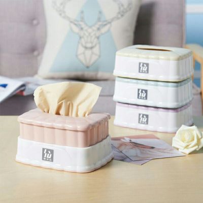 J050406 Plastic Tissue Box Creative Living Room Tissue Box Household Desk Retractable Tissue Storage Box