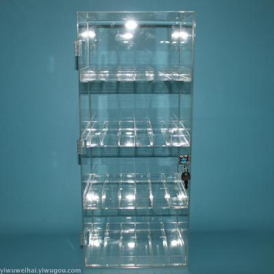 Weihai new 4-layer transparent acrylic oil bottle display rack with door and lock drawer