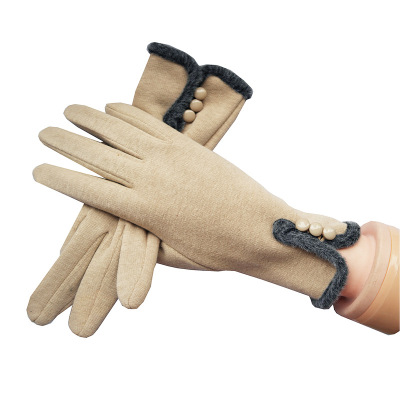 Winter velvet lady gloves touch screen protective warm cotton soft thick riding stretch European and European version