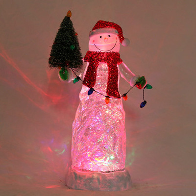 foreign trade exclusive crystal snowman christmas tree led luminous snow decoration factory export european and american hot 446