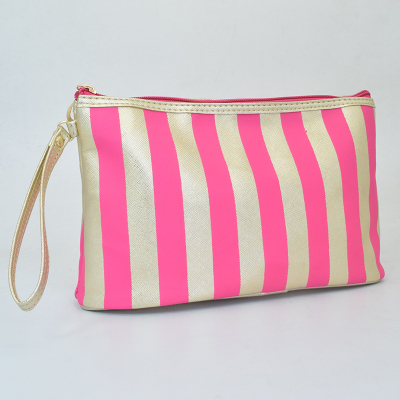 New fashion stripe Pu cosmetic bag storage bag factory direct sale