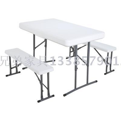 Outdoor Folding Table Plastic Dining Tables and Chairs Fast Food Hotel Dining Table Combination Three-Piece Table of Various Sizes