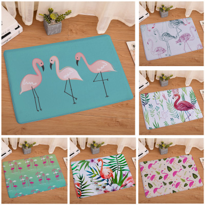 Flannel printed flamingo floor mat door mat bedroom bathroom home bibulous non-slip carpet mat wholesale custom