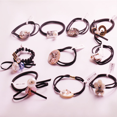 10 Korean shell hair rope fashion high-end hair rope ponytail hair black rubber band hair ring hair accessories