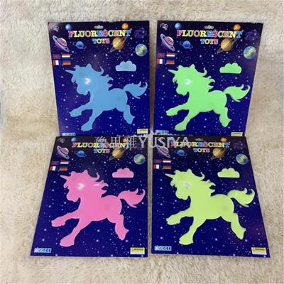 Luminous Stickers Unicorn Cartoon Pattern Children's Room Bedroom Stickers Luminous Wall Stickers