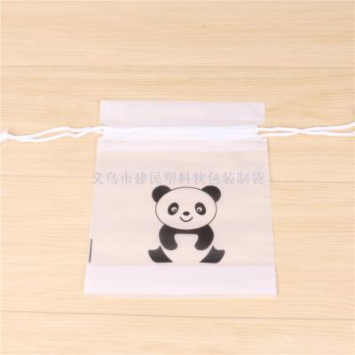 PE plastic string pocket panda costume plastic packaging bag transparent flat mouth bag can be customized
