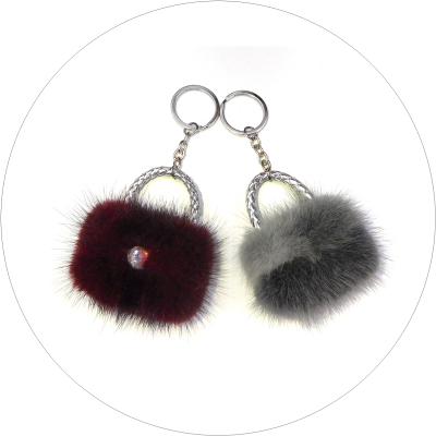 Real mink hair making bag key buckle Korean Keychain creative bag pendants