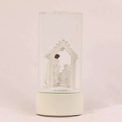 foreign trade exclusive christmas crystal bucket manger virgin jesus birth decoration snowflake snow rotating music box 399