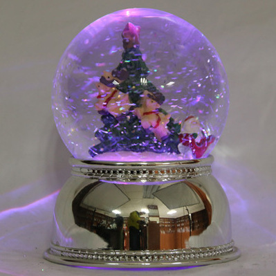 foreign trade exclusive christmas crystal ball reindeer santa claus colorful light ornaments snowflake snow rotating music box 397