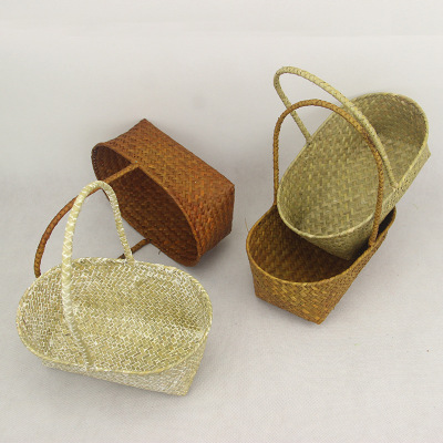 Nordic Style Hand-Woven Sea Basket of Grass Portable Basket Flower Pot Wholesale