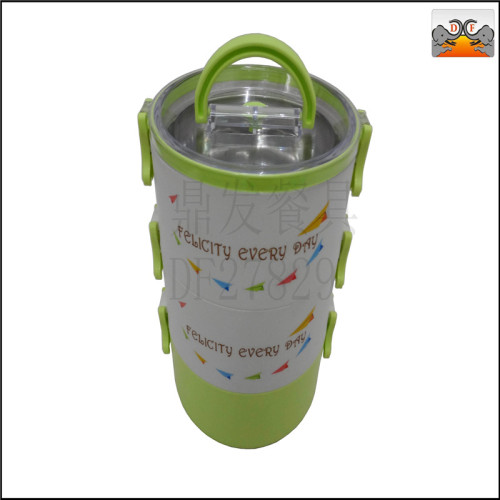 Df27829 Dingfa Stainless Steel Kitchen Hotel Supplies Tableware Double-Layer Visual Cover Removable and Washable Lunch Box