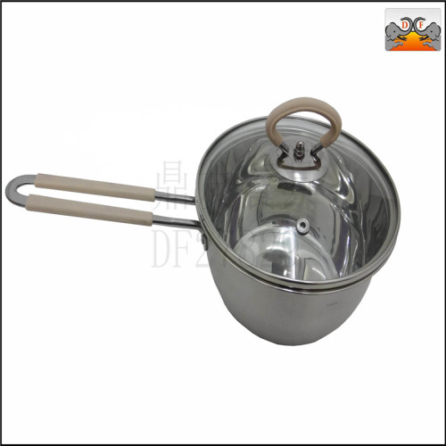 df27829 dingfa stainless steel kitchen hotel supplies tableware single handle steel sleeve silicone handle milk pot