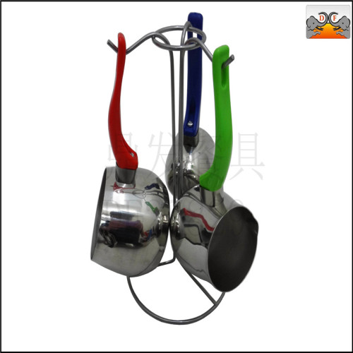 df27829 dingfa stainless steel kitchen hotel supplies tableware u-shaped milk cup with rack color handle