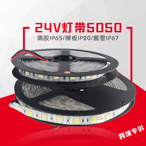 foreign trade exclusive 24v low voltage 5050led light strip super bright 60 lamp beads epoxy waterproof led soft light strip