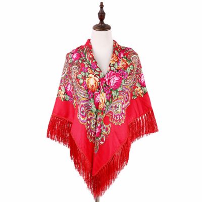 AliExpress Russian Ethnic Style Large Size Shawl Cross-Border Scarf Foreign Trade Tassel Amazon Printed Square Scarf