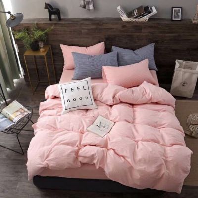 Four-Piece Bed Set Pure Cotton Bedding Hotel Raw Materials Tribute Satin Plain Washed Cotton Double Factory