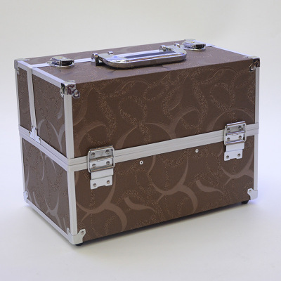 New vintage beauty box aluminum hand-held seek box three-layer double open beauty tattoo box nail tools collection box