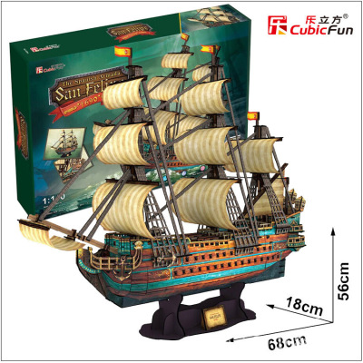 Genuine le cube 3d jigsaw puzzle toy diy paper model hardcover model of st. Philip T4017 ship