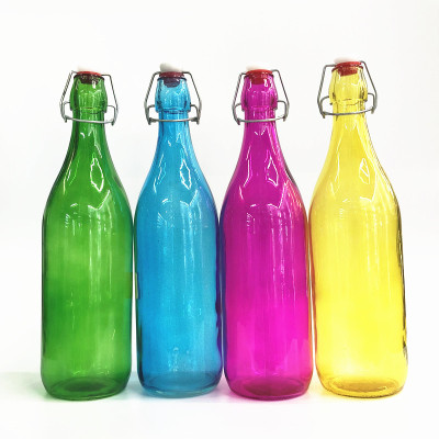 Colorful glass bottle le buckle wine bottle cold kettle juice milk bottle wine vessel