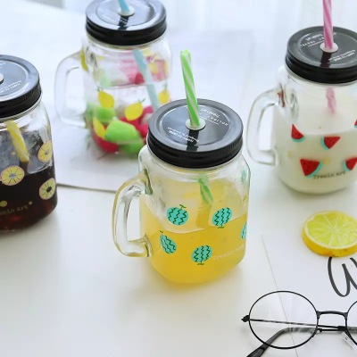 Broiled flower cups with fruit motif glasses mason drinks juice bottles cups