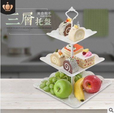 European-style three-layer fruit tray sitting room dry fruit tray dessert table set up a layer cake rack