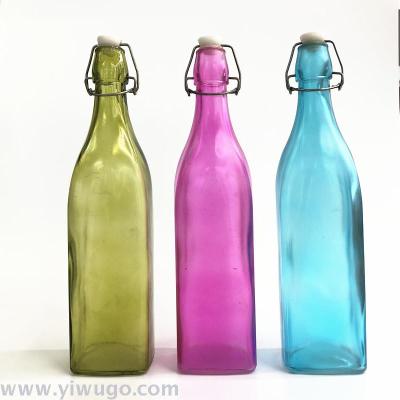 1L square music buckle wine bottle buckle wine bottle cold kettle seal cover color frosted color