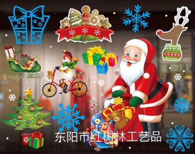 Christmas Window Stickers Christmas Decoration Craft Santa Claus Holiday Decoration