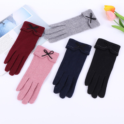 New Korean Style Cashmere Women's Touchpad Sensible Gloves Autumn and Winter Warm Clothing Gloves Finger Gloves Factory Direct Sales