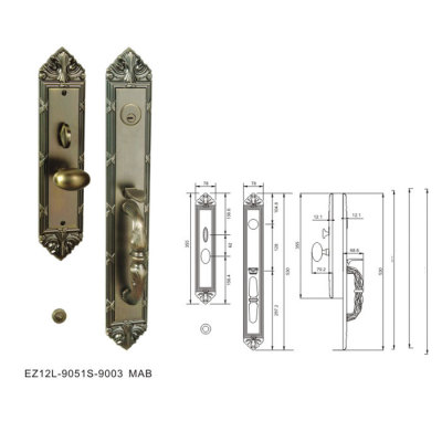 Zinc alloy of villa door locks (ez12l-9051s-9003-mab)
