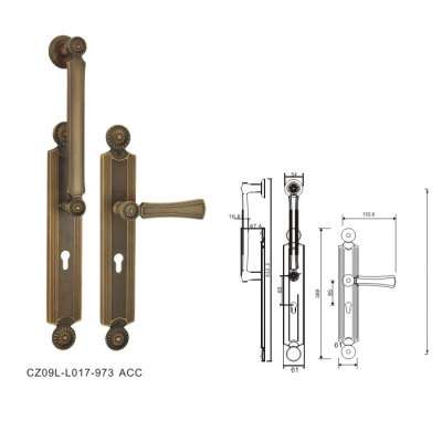 Zinc alloy material of villa door lock (gz09l-l017-973-acc)