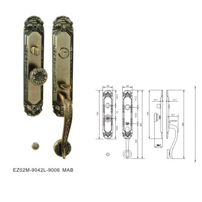 Zinc alloy material for villa door locks (ez02m-9042l-9006-mab)