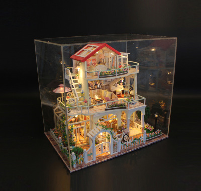 Hongda handmade wooden cabin building model creative 61 toy villa forever