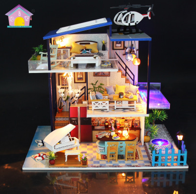 Origin goods hongda creative custom sand table model blue ocean legend wooden flash diy house