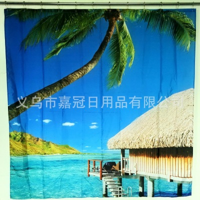 Maldives romantic coconut twenty-nine grass house landscape large version of polyester small curtain thickened, anti - mildew small curtain