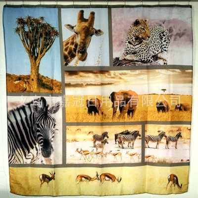 Substitutes grassland animal thickened version of polyester small curtain pattern printing photo wall small curtain bathroom
