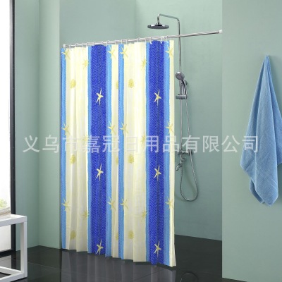 European - style plain blue striped who print polyester bath curtain colorful lace waterproof and mildew proof curtain