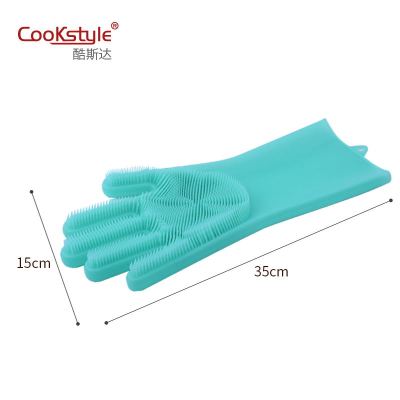 Manufacturer direct shot douyin dishwashing device with brush head non - slip household gloves waterproof insulation silicone gloves