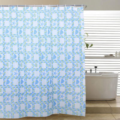 The Sea star printed PVC shower curtain is waterproof, mildew proof and licensed friendly