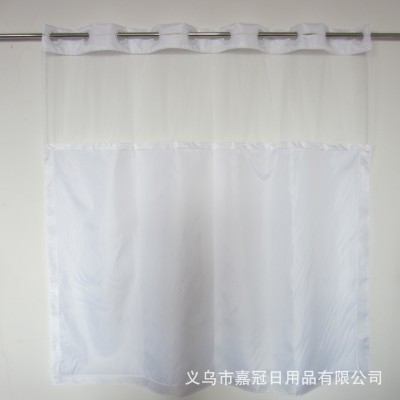 The Custom - made hotel diamond tattoo bath curtain double detachable polyester mesh gauze stitching white large ring bath curtain