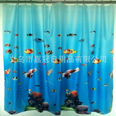 Europe type new blue ocean series PEVA bath curtain