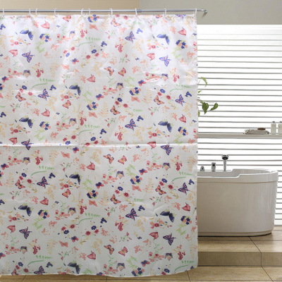 European - style colorful butterfly printing polyester bath curtain colorful lace waterproof thickening mildew proof daily necessities exports