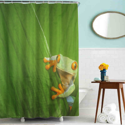 Classic frog design polyester small curtain waterproof thickening mildew proof factory export can be customized copper