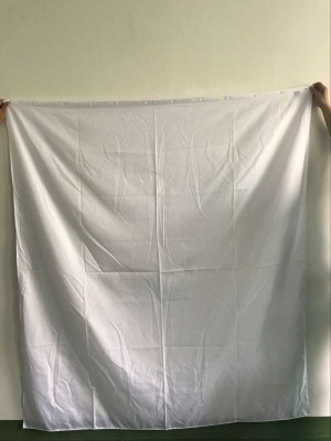 White polyester bath curtain size 180 * 200 cm plastic grommet with lead wire