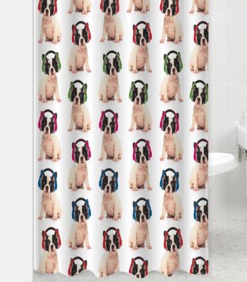 Polyester printed dog pattern small curtain creative bathroom curtain manufacturer direct sales, wholesale